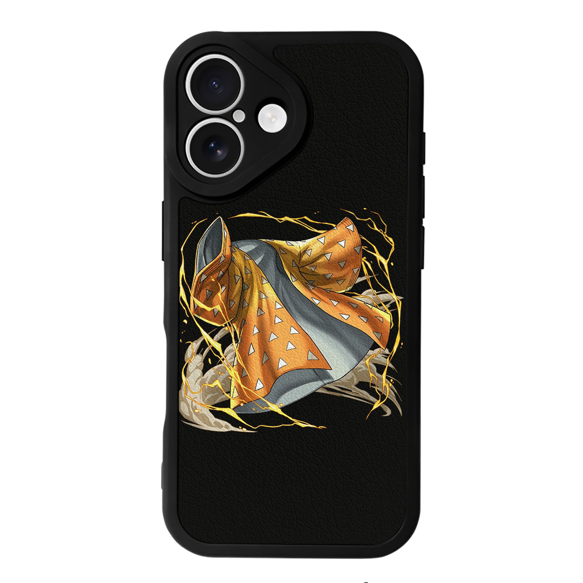 （画像用） 鬼滅の刃（きめつのやいば）我妻 善逸／あがつま ぜんいつ Agatsuma Zenitsu 【iPhone 16シリーズ対応】シリコンスマホケース（レザー調） 材質：シリコン